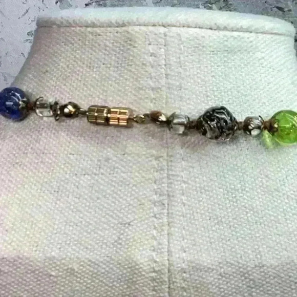 Vintage Hand Blown Foil Multi Colored Glass Bead Necklace - Picture 7 of 7